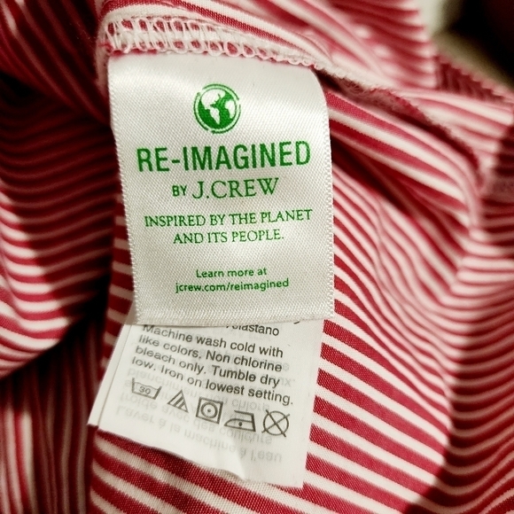 J. CREW Re-Imagined Classic Red White Striped Button Shirt Women's Small S EUC - Picture 8 of 9